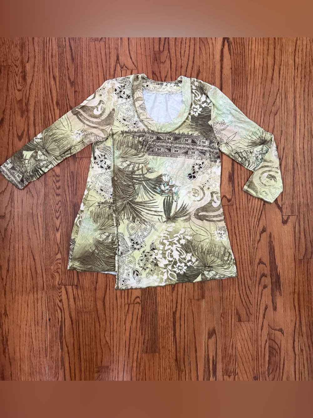 Vintage Y2K Abstract Graphic Top Earthy Fairy Grunge Blouse